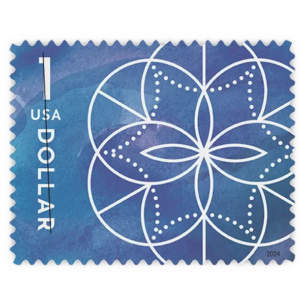 Additional Postage: $1 Floral Geometry Forever Stamp 2024