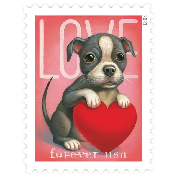 Love 2023 Puppy & Heart Forever Stamp