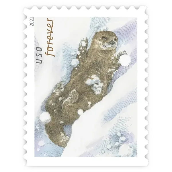 Otters in Snow Forever Stamp 2021 - Image 4