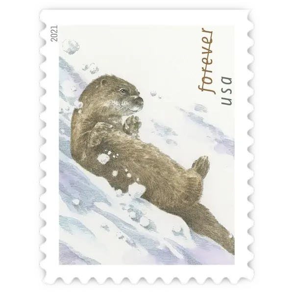 Otters in Snow Forever Stamp 2021 - Image 5