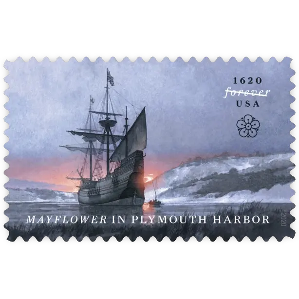 Mayflower in Plymouth Harbor Forever Stamp 2020